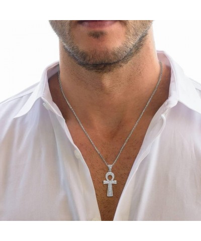 10K or 14K Yellow, White, Rose Gold Egyptian Ankh Cross Protection Pendant Necklace - Choice of Pendant Only or Chain Length ...