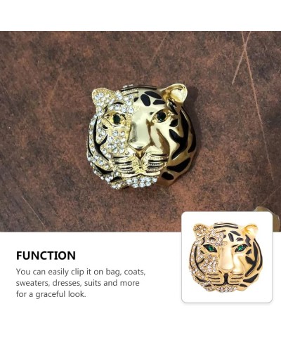 Tiger Head Brooch Animal Brooch Pin: Tiger Leopard Head Rhinestone Brooch Pin Golden Suit Brooch Lapel Pin Badge Vintage Enam...