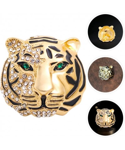 Tiger Head Brooch Animal Brooch Pin: Tiger Leopard Head Rhinestone Brooch Pin Golden Suit Brooch Lapel Pin Badge Vintage Enam...