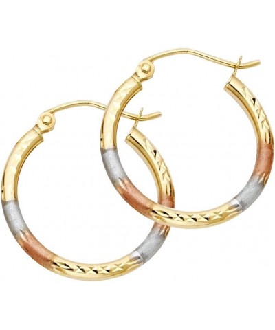 14k REAL Tri Color Gold 2mm Thickness Tube Hoop Earrings - 5 Different Size Available 20 mm $79.12 Earrings