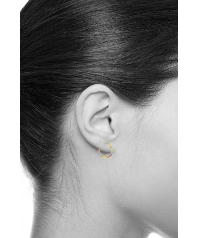 14k REAL Tri Color Gold 2mm Thickness Tube Hoop Earrings - 5 Different Size Available 20 mm $79.12 Earrings