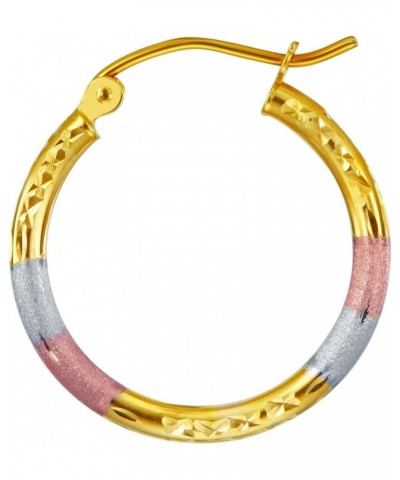 14k REAL Tri Color Gold 2mm Thickness Tube Hoop Earrings - 5 Different Size Available 20 mm $79.12 Earrings