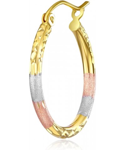 14k REAL Tri Color Gold 2mm Thickness Tube Hoop Earrings - 5 Different Size Available 20 mm $79.12 Earrings