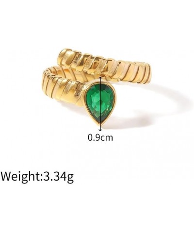 Adjustable Ring for Women - 18K Gold Plated Cubic Zirconia Open Ring Snake Chevron Pointed V Shaped Statement Rings Simple St...