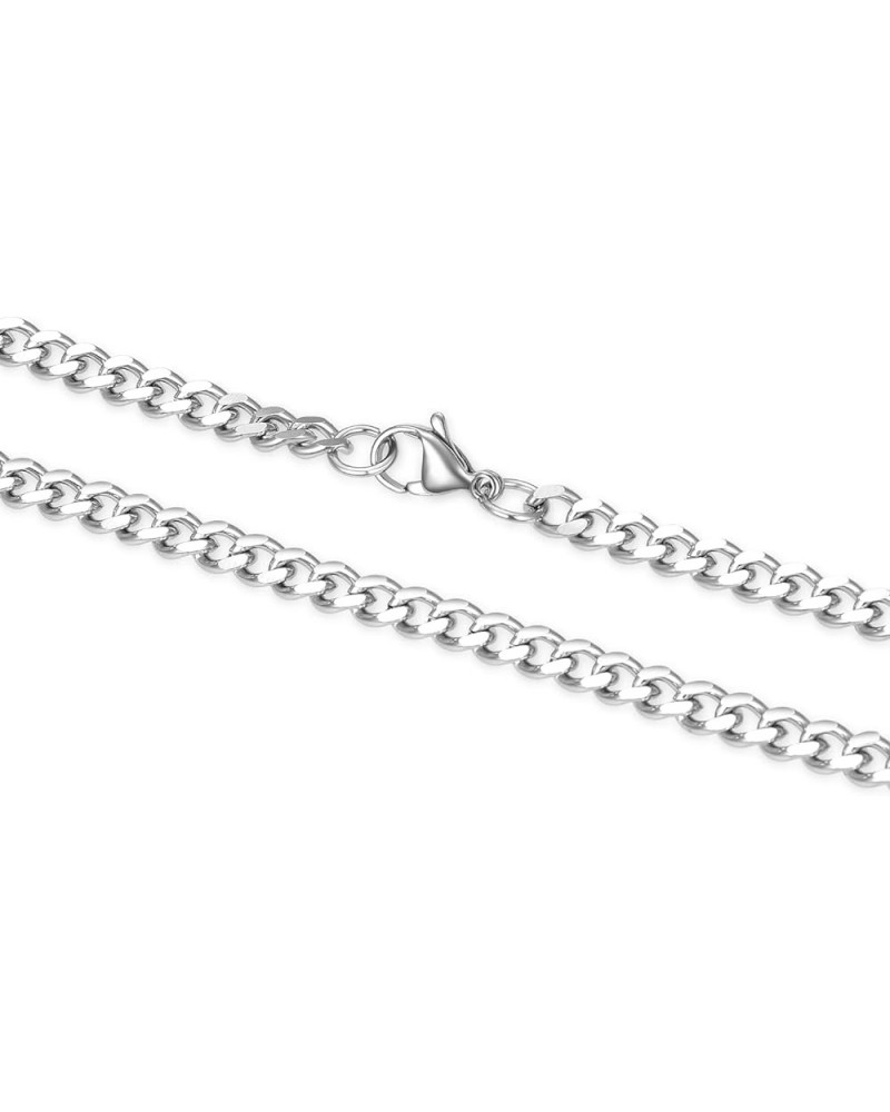 304 Grade Surgical Stainless Steel Diamond-Cut Cuban Curb 18 Inch Chain Necklace 2mm 3mm 4.5mm 5mm 6mm Tarnish Resistant Hypo...