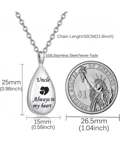 Cremation Urn Necklace for Ashes Urn Jewelry Always in My Heart Memorial Pendant with Fill Kit Uncle $9.85 Necklaces