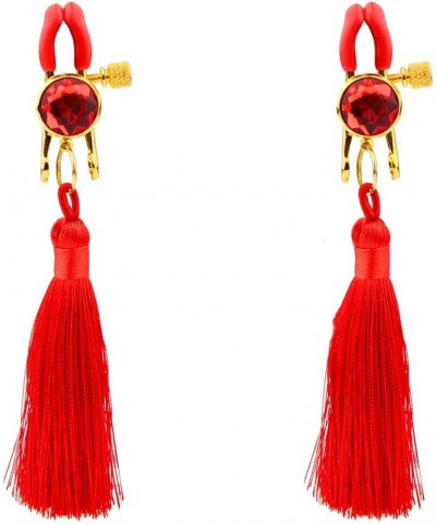 2PCS Women Non Piercing Clamps with Rings Adjustable Stainless Steel Body Clips Dangle Fake Piercing Jewelry Red Tassel $8.99...