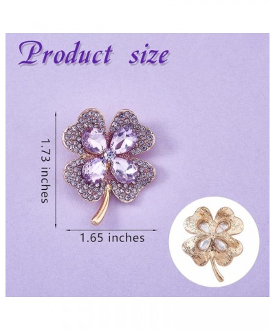 Four Leaf Clover Brooch Pin Alloy Crystal Rhinestone Four Leaf Clover Lapel Pin Accessory for Women Clothing Bags Backpacks J...