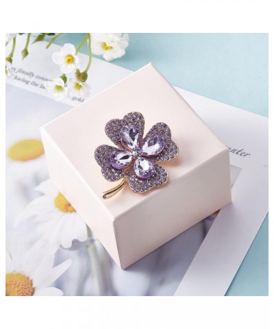 Four Leaf Clover Brooch Pin Alloy Crystal Rhinestone Four Leaf Clover Lapel Pin Accessory for Women Clothing Bags Backpacks J...