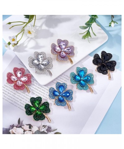 Four Leaf Clover Brooch Pin Alloy Crystal Rhinestone Four Leaf Clover Lapel Pin Accessory for Women Clothing Bags Backpacks J...