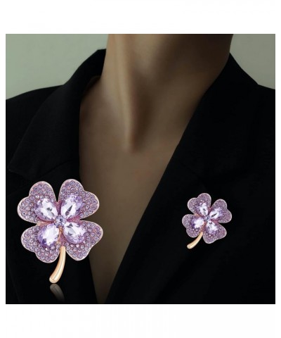 Four Leaf Clover Brooch Pin Alloy Crystal Rhinestone Four Leaf Clover Lapel Pin Accessory for Women Clothing Bags Backpacks J...