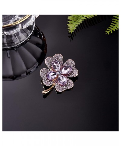 Four Leaf Clover Brooch Pin Alloy Crystal Rhinestone Four Leaf Clover Lapel Pin Accessory for Women Clothing Bags Backpacks J...