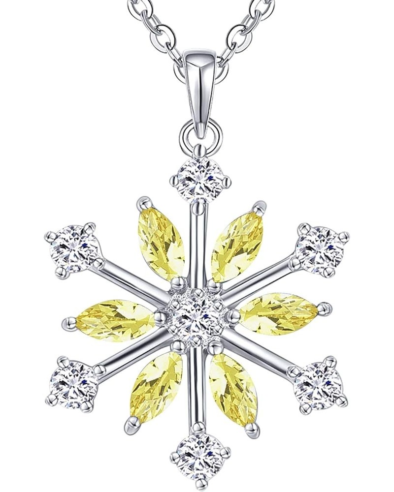 925 Sterling Silver White/Blue CZ Winter Frozen Large Snowflake Necklace Pendant yellow topaz $26.65 Necklaces