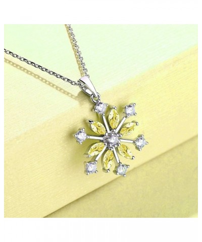 925 Sterling Silver White/Blue CZ Winter Frozen Large Snowflake Necklace Pendant yellow topaz $26.65 Necklaces