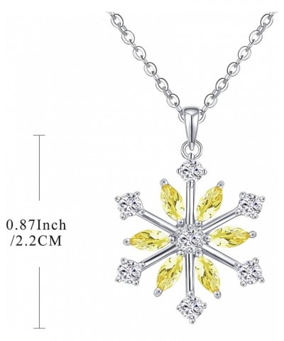 925 Sterling Silver White/Blue CZ Winter Frozen Large Snowflake Necklace Pendant yellow topaz $26.65 Necklaces