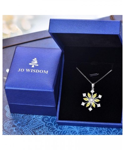 925 Sterling Silver White/Blue CZ Winter Frozen Large Snowflake Necklace Pendant yellow topaz $26.65 Necklaces