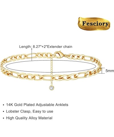 Women Anklet Adjustable Beach Ankle Chain Gold Alloy Foot Chain Bracelet Jewelry Gift Figaro $5.21 Anklets