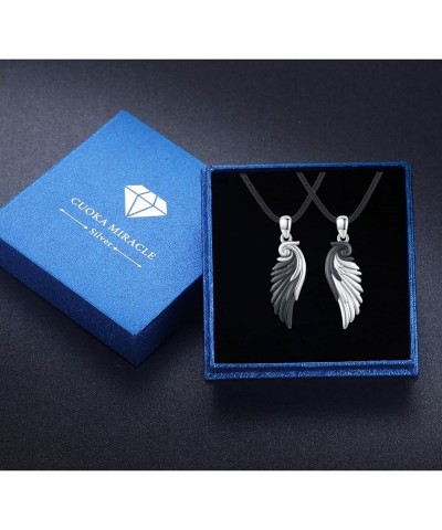 Couple Wings Necklace, 925 Sterling Silver A Pair Couple Jewelry Guardian Angel Wings His and Her Matching Necklace Wings Bla...