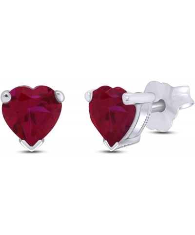 Heart Shape 5MM Stud Earrings In 14K White Gold Over Sterling Silver (0.5 Ct) Simulated ruby $15.19 Earrings