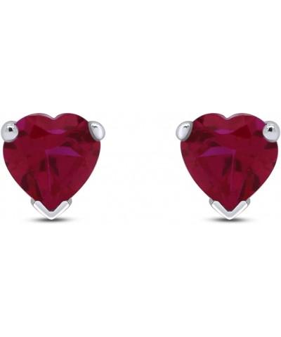 Heart Shape 5MM Stud Earrings In 14K White Gold Over Sterling Silver (0.5 Ct) Simulated ruby $15.19 Earrings