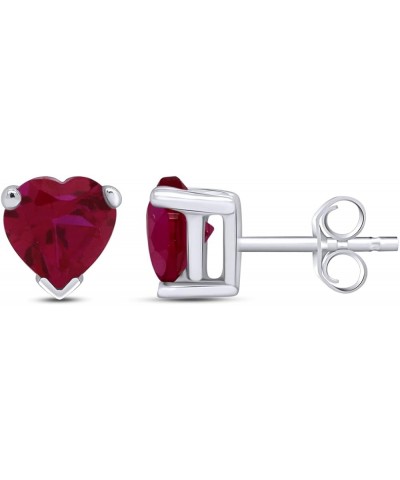 Heart Shape 5MM Stud Earrings In 14K White Gold Over Sterling Silver (0.5 Ct) Simulated ruby $15.19 Earrings