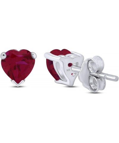 Heart Shape 5MM Stud Earrings In 14K White Gold Over Sterling Silver (0.5 Ct) Simulated ruby $15.19 Earrings