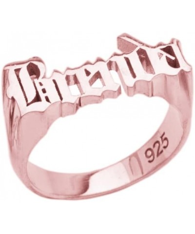 Personalized 925 Sterling Silver Name Ring Unisex Custom Old English Nameplate Band Jewelry Rose Gold $24.45 Rings