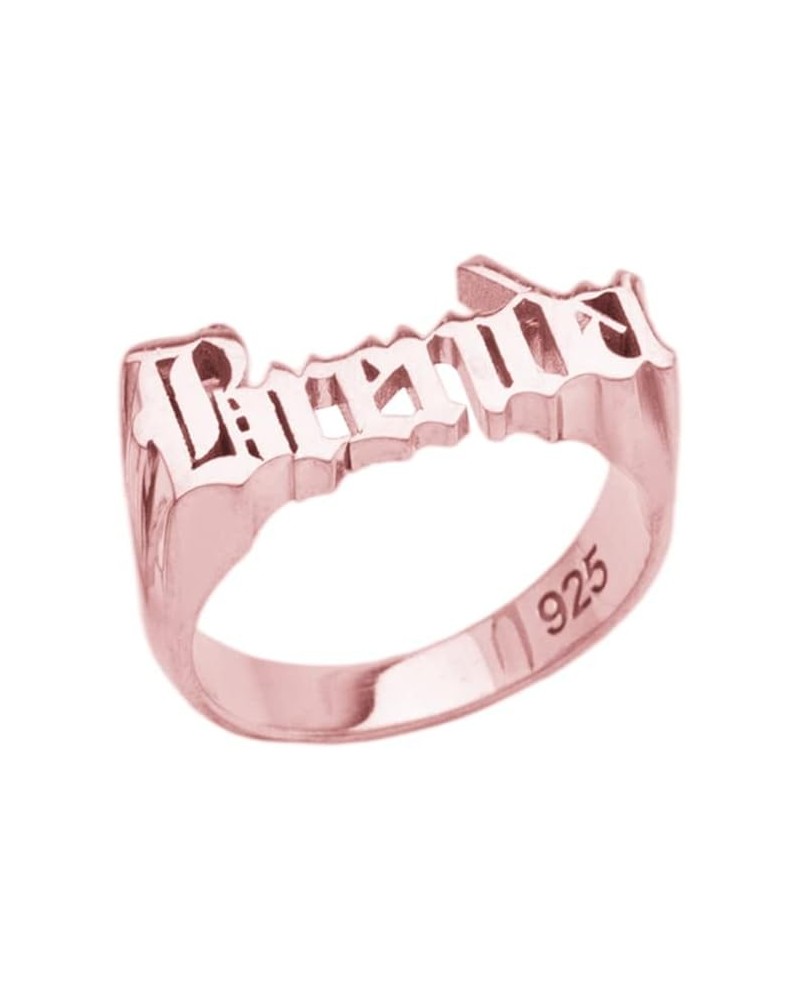 Personalized 925 Sterling Silver Name Ring Unisex Custom Old English Nameplate Band Jewelry Rose Gold $24.45 Rings