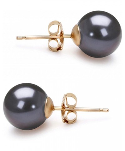 Freshwater Cultured Pearl Earrings Stud AAAA 5-11.5mm Black Cultured Pearls Earring 14K White Gold Posts Yellow Gold 6.0mm $9...