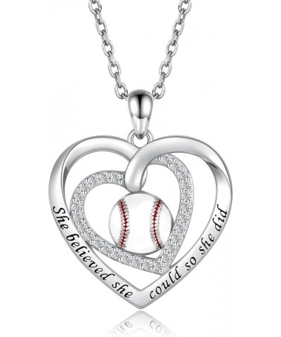 925 Sterling Silver Softball Volleyball Basketball Baseball Necklace Pendant Softball Mom Jewelry Gifts for Women Teen Girls ...