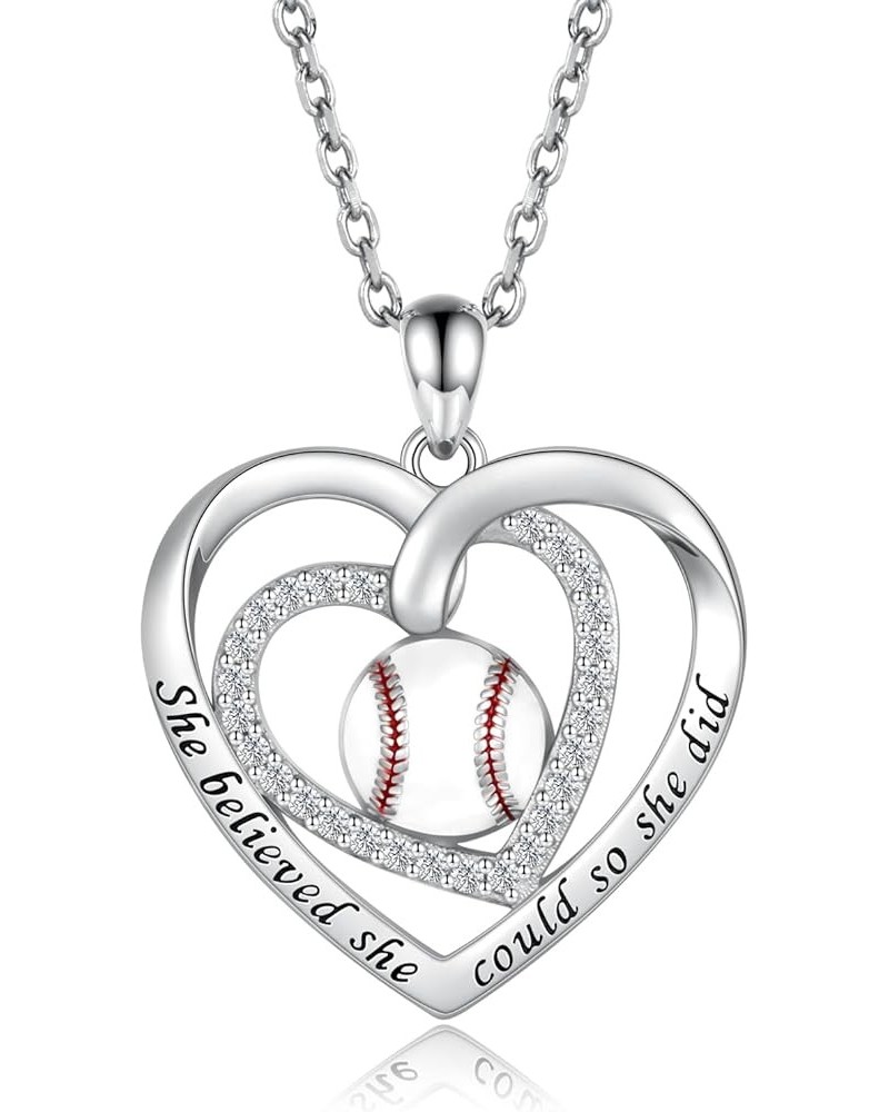 925 Sterling Silver Softball Volleyball Basketball Baseball Necklace Pendant Softball Mom Jewelry Gifts for Women Teen Girls ...