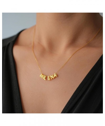 Bubble Letters Necklace- Customized Alphabets Initial Pendant for Women- 18k Gold Necklace for Girls-Womens Personalized Jewe...