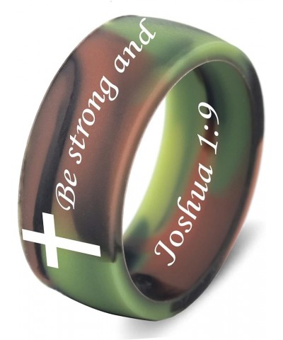 SHNIAN Cross Silicone Ring Broad Index Finger Band Christian Pray Jewelry Scripture Ring Comfortable Fit - Customize Bible Ve...