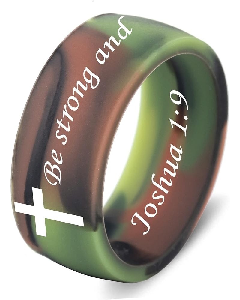 SHNIAN Cross Silicone Ring Broad Index Finger Band Christian Pray Jewelry Scripture Ring Comfortable Fit - Customize Bible Ve...