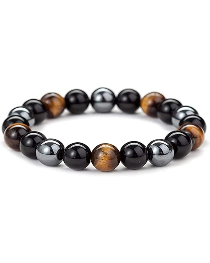 8mm Natural Hematite Obsidian Tiger's Eye Bracelet Energy Bracelet For Men and Women Multi $9.00 Bracelets