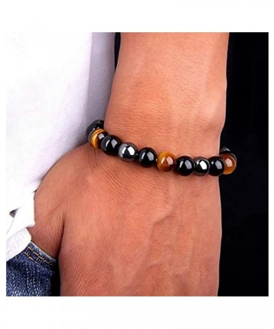 8mm Natural Hematite Obsidian Tiger's Eye Bracelet Energy Bracelet For Men and Women Multi $9.00 Bracelets