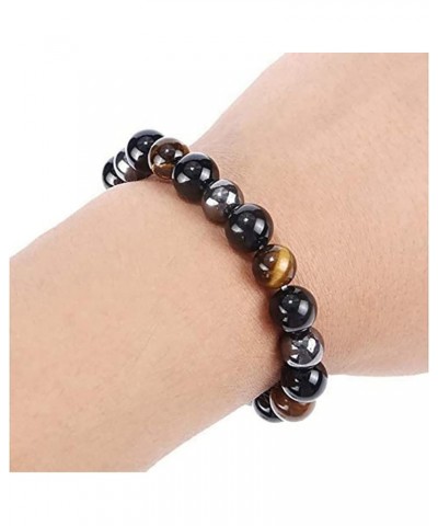 8mm Natural Hematite Obsidian Tiger's Eye Bracelet Energy Bracelet For Men and Women Multi $9.00 Bracelets