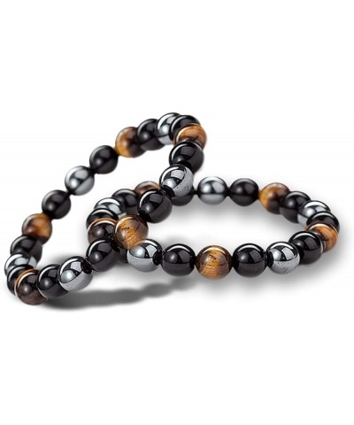 8mm Natural Hematite Obsidian Tiger's Eye Bracelet Energy Bracelet For Men and Women Multi $9.00 Bracelets