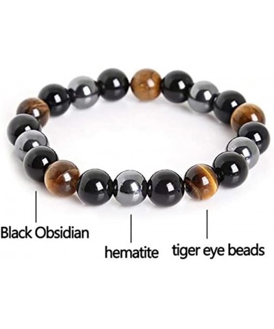 8mm Natural Hematite Obsidian Tiger's Eye Bracelet Energy Bracelet For Men and Women Multi $9.00 Bracelets