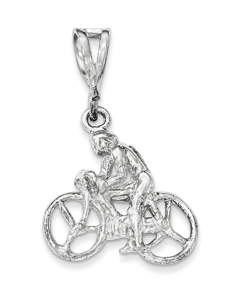 925 Sterling Silver Polished Figure Bicycle Pendant Necklace Measures 35x21.5mm Wide Jewelry Gifts for Women $16.56 Necklaces