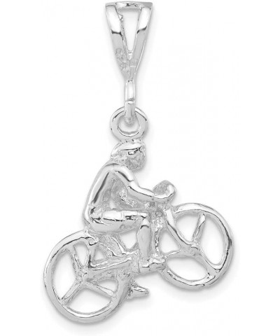 925 Sterling Silver Polished Figure Bicycle Pendant Necklace Measures 35x21.5mm Wide Jewelry Gifts for Women $16.56 Necklaces