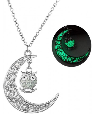 Glow in the Dark Owl Necklace for Women by the Illuminates Green or Blue Silver Plated Pendant Bird Jewelry for Girls Green $...