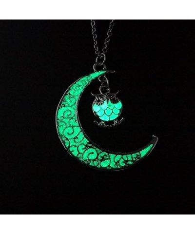 Glow in the Dark Owl Necklace for Women by the Illuminates Green or Blue Silver Plated Pendant Bird Jewelry for Girls Green $...