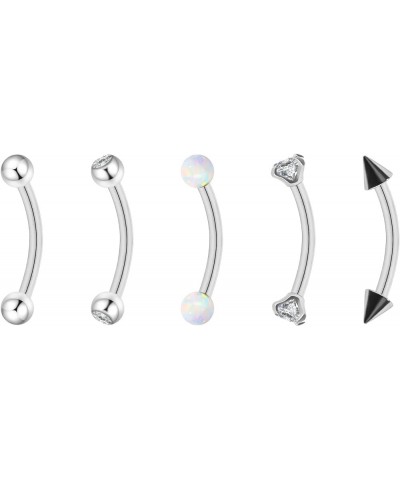 5pcs G23 Titanium Nose Horseshoe Septum Rings Curved Barbell Eyebrow Lip Labret Rings Tragus Helix Daith Earrings Monroe Pier...