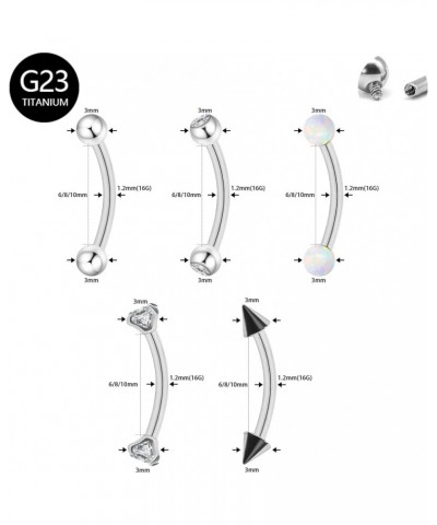 5pcs G23 Titanium Nose Horseshoe Septum Rings Curved Barbell Eyebrow Lip Labret Rings Tragus Helix Daith Earrings Monroe Pier...