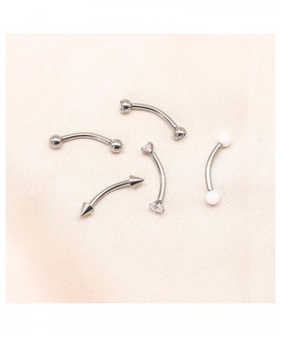 5pcs G23 Titanium Nose Horseshoe Septum Rings Curved Barbell Eyebrow Lip Labret Rings Tragus Helix Daith Earrings Monroe Pier...