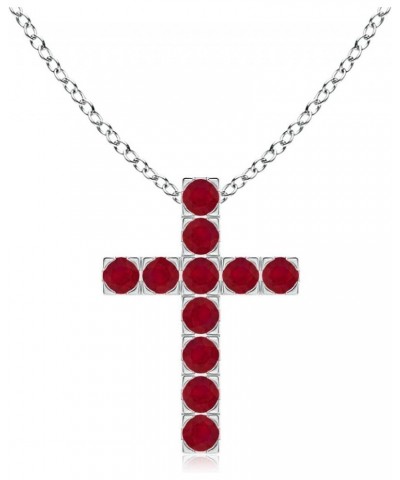 Natural Ruby Cross Pendant Necklace for Women, Girls in 14K Solid Gold/Platinum | July Birthstone | Jewelry Gift for Her | Bi...