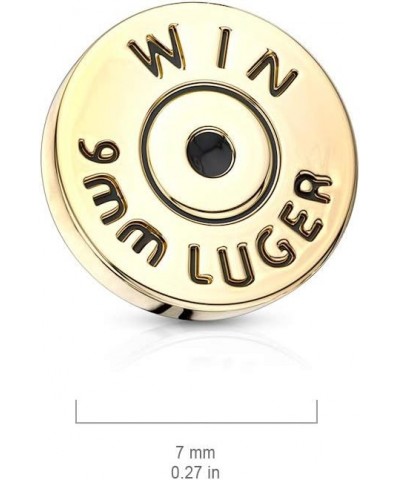 316L Surgical Steel Winchester 9mm Luger Bullet Back Casing Internally Threaded Dermal Anchor Top $7.60 Body Jewelry