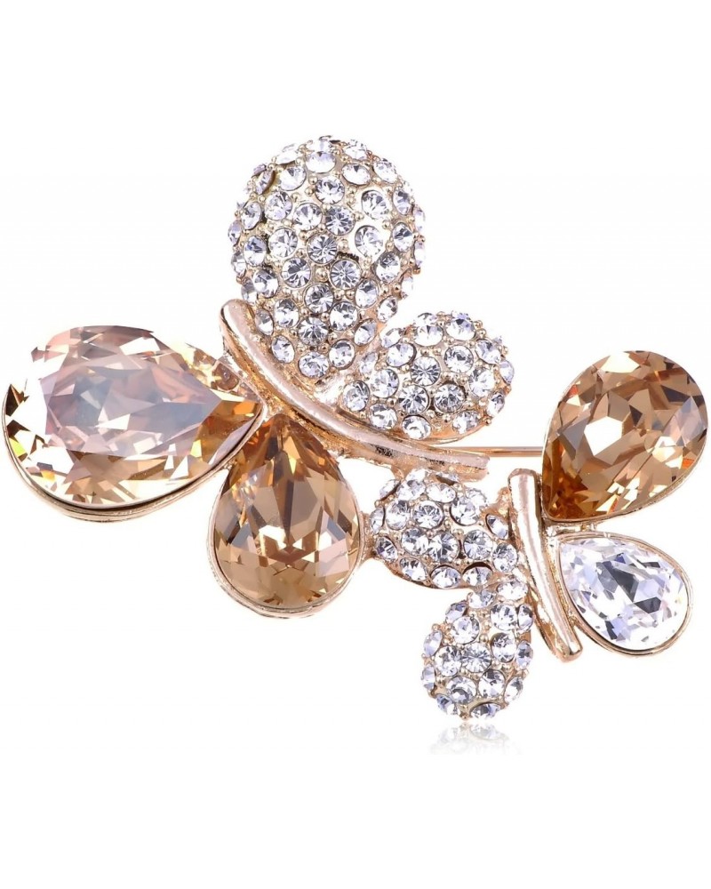 Golden Tone Sparkly Crystal Rhinestone Double Butterfly Brooch Pin $20.39 Brooches & Pins