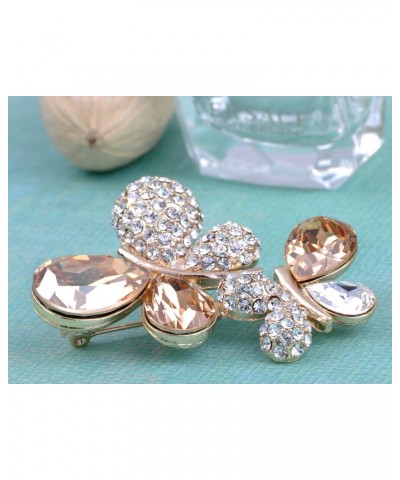 Golden Tone Sparkly Crystal Rhinestone Double Butterfly Brooch Pin $20.39 Brooches & Pins